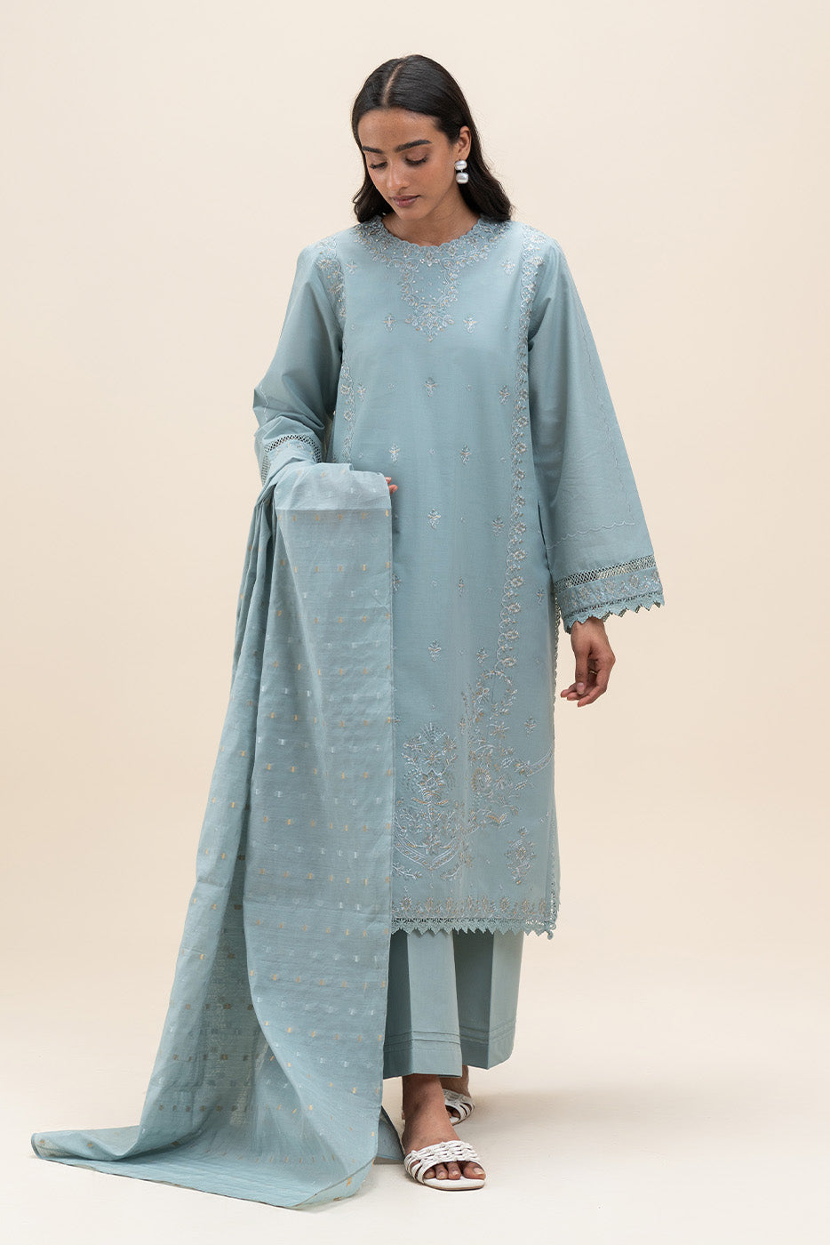 3 PIECE EMBROIDERED LAWN SUIT-PASTEL GLOW (UNSTITCHED)