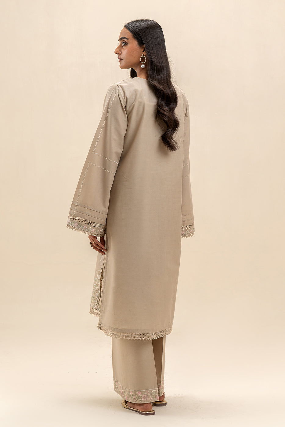 2 PIECE EMBROIDERED LAWN SUIT-DUSTY BEIGE (UNSTITCHED)
