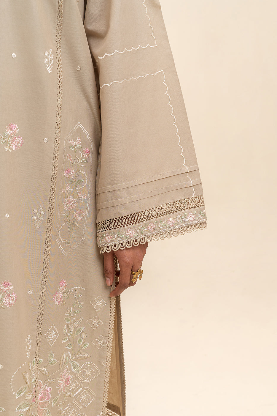 2 PIECE EMBROIDERED LAWN SUIT-DUSTY BEIGE (UNSTITCHED)