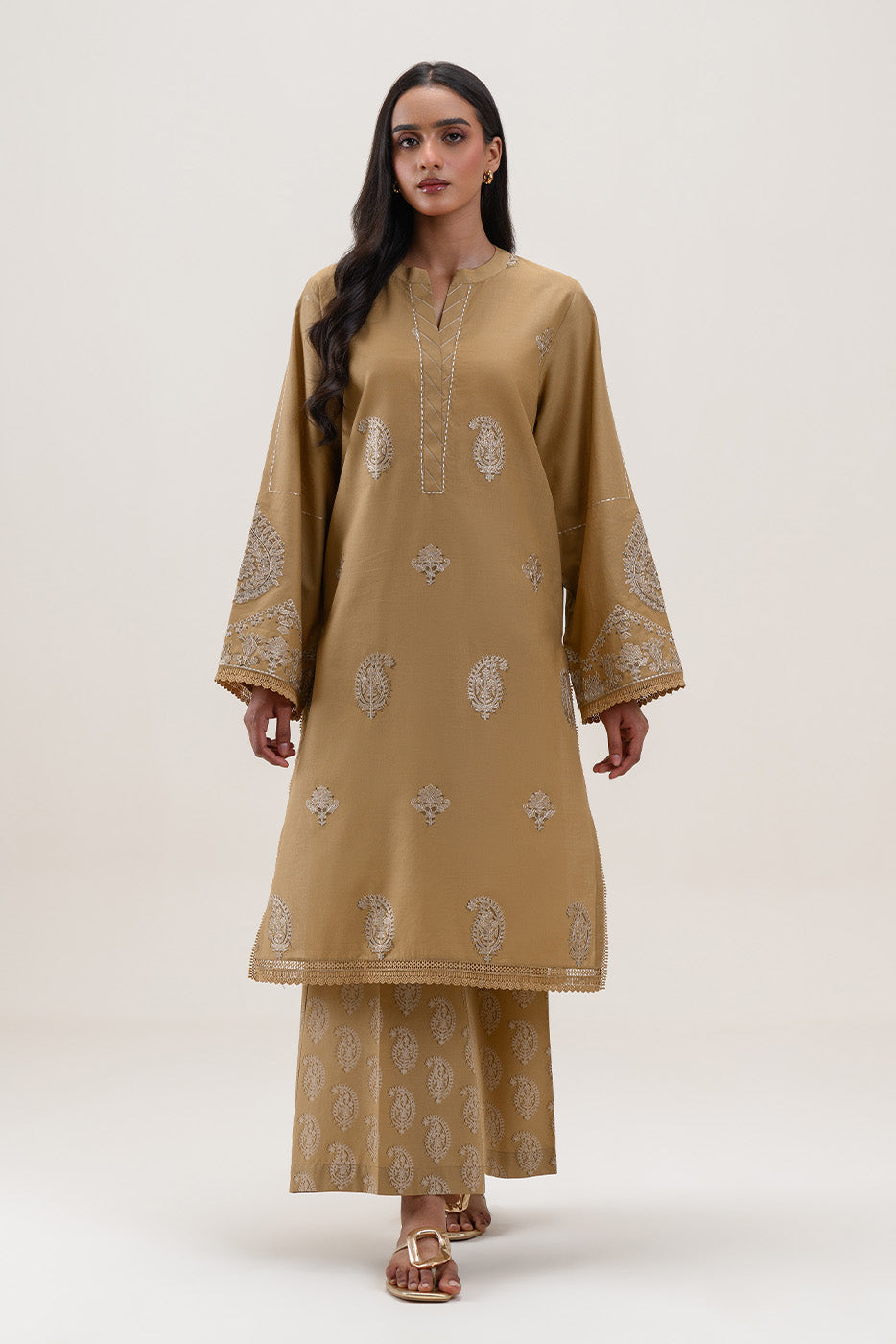 2 PIECE EMBROIDERED LAWN SUIT-AMBER GLOW (UNSTITCHED)
