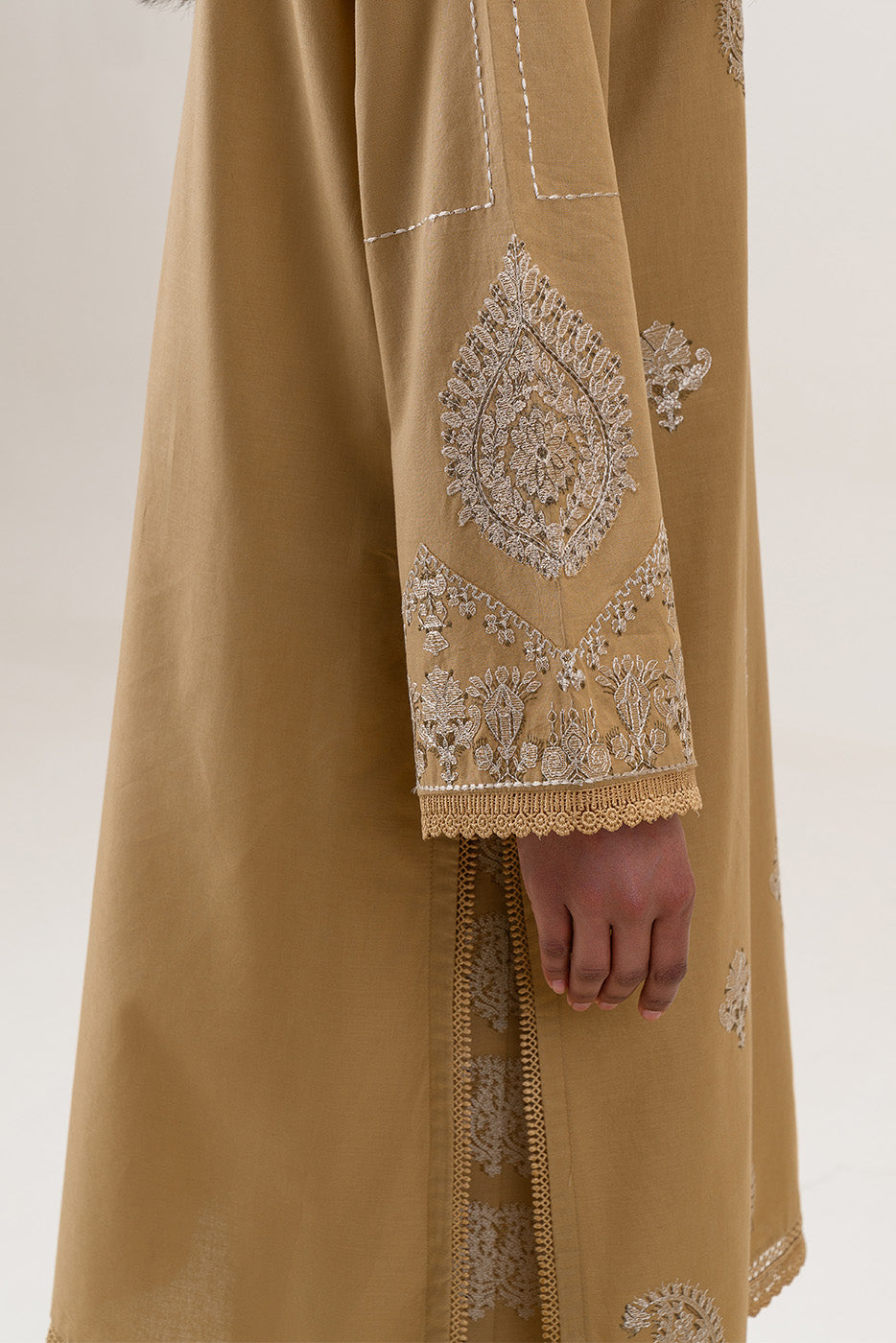 2 PIECE EMBROIDERED LAWN SUIT-AMBER GLOW (UNSTITCHED)