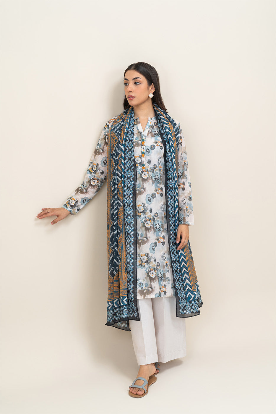 3 PIECE PRINTED LAWN SUIT-FLORAL HAZE (UNSTITCHED)