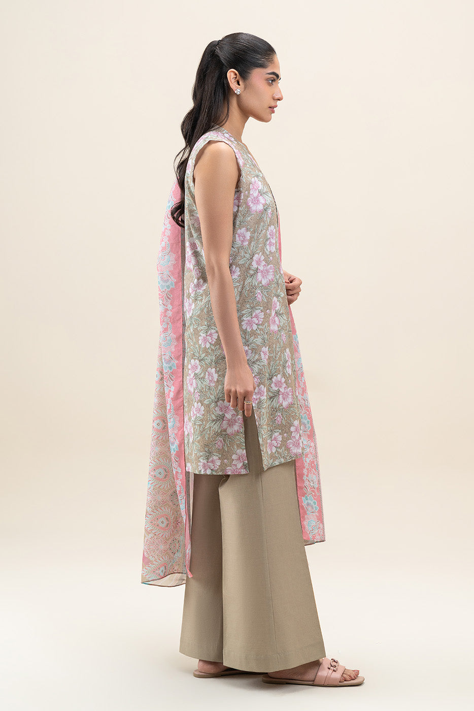 3 PIECE PRINTED LAWN SUIT-MOSS GREEN (UNSTITCHED)