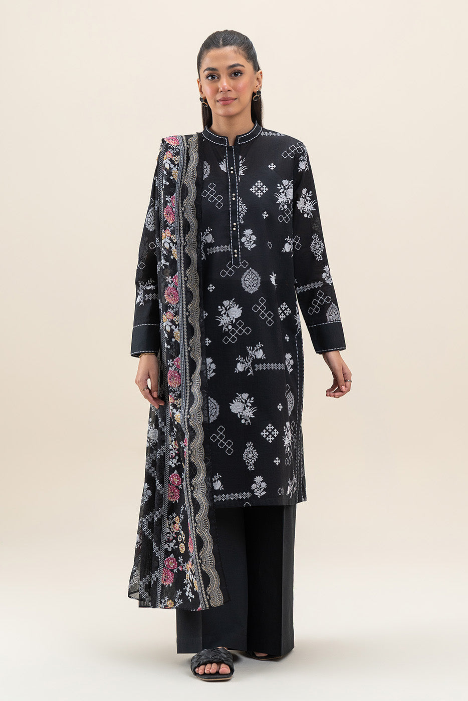 3 PIECE PRINTED LAWN SUIT-RAVEN MAZE (UNSTITCHED)