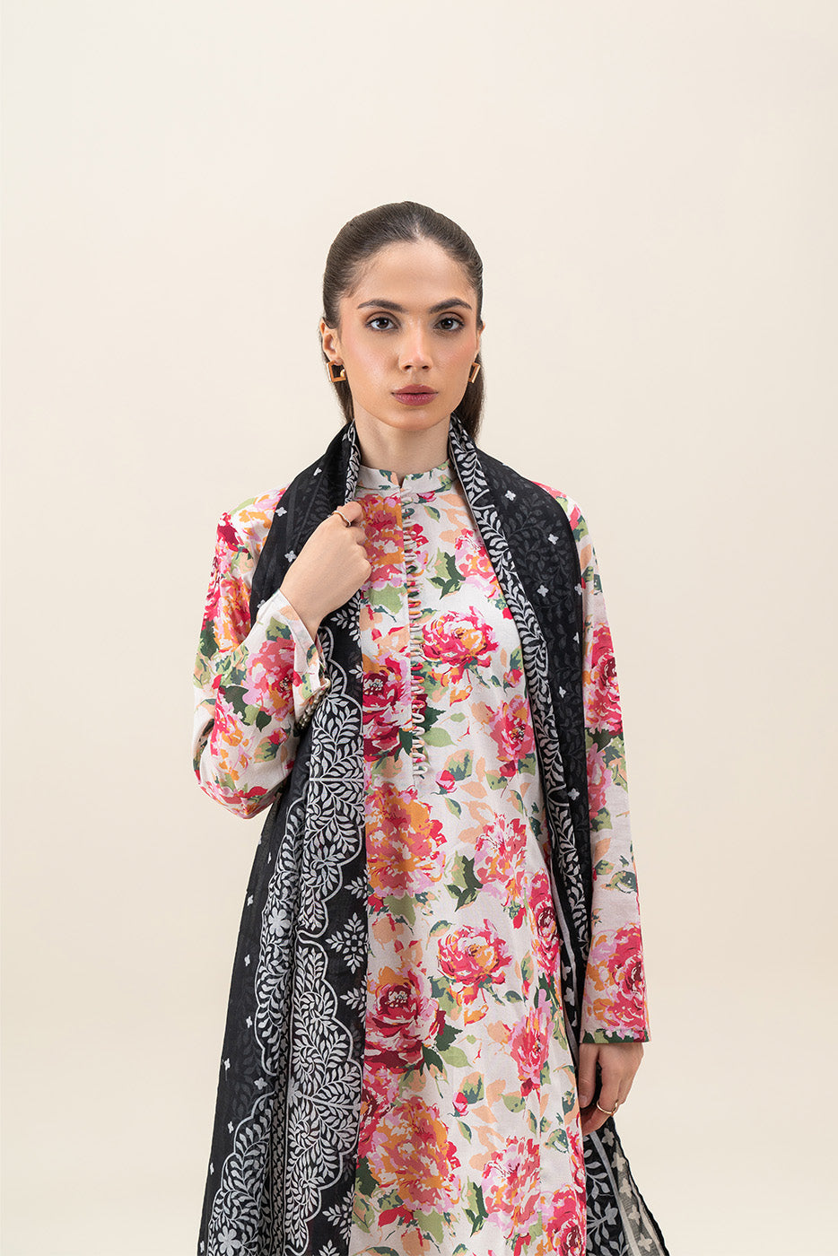 3 PIECE PRINTED LAWN SUIT-FLORA GLEAM (UNSTITCHED)