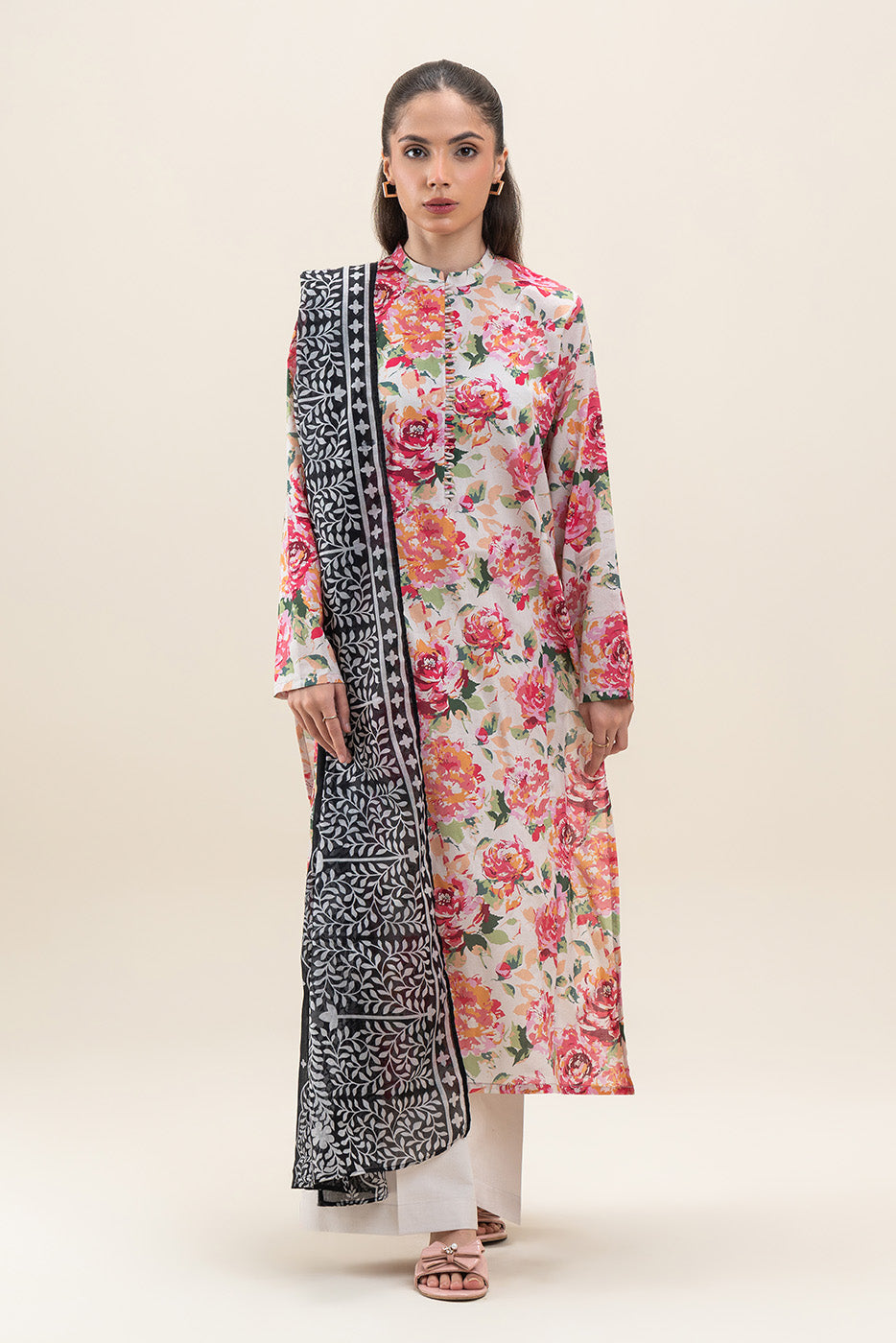3 PIECE PRINTED LAWN SUIT-FLORA GLEAM (UNSTITCHED)