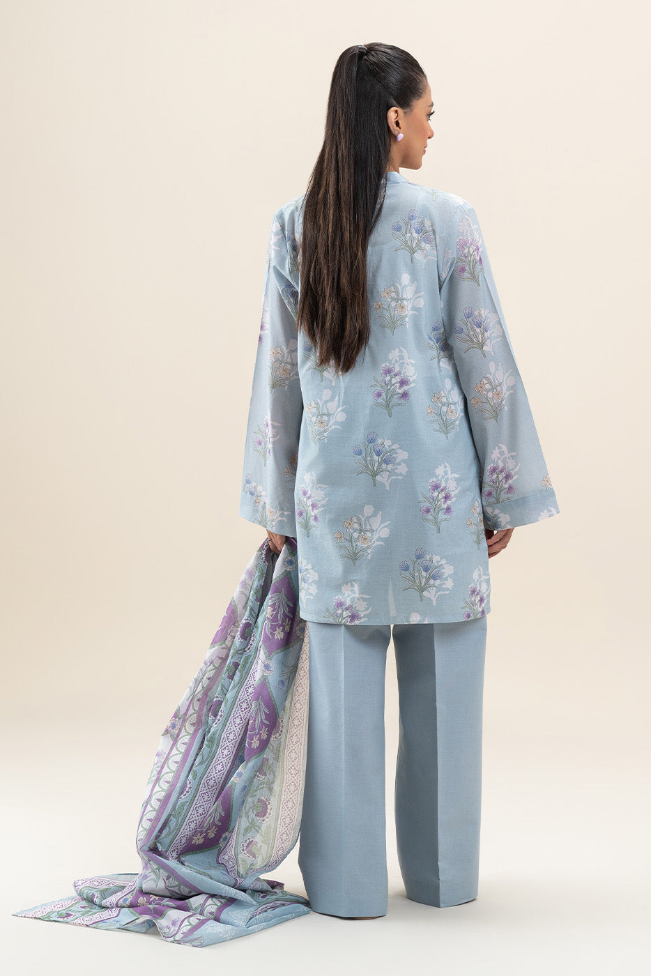 3 PIECE PRINTED LAWN SUIT-ARCTIC ROSE (UNSTITCHED)