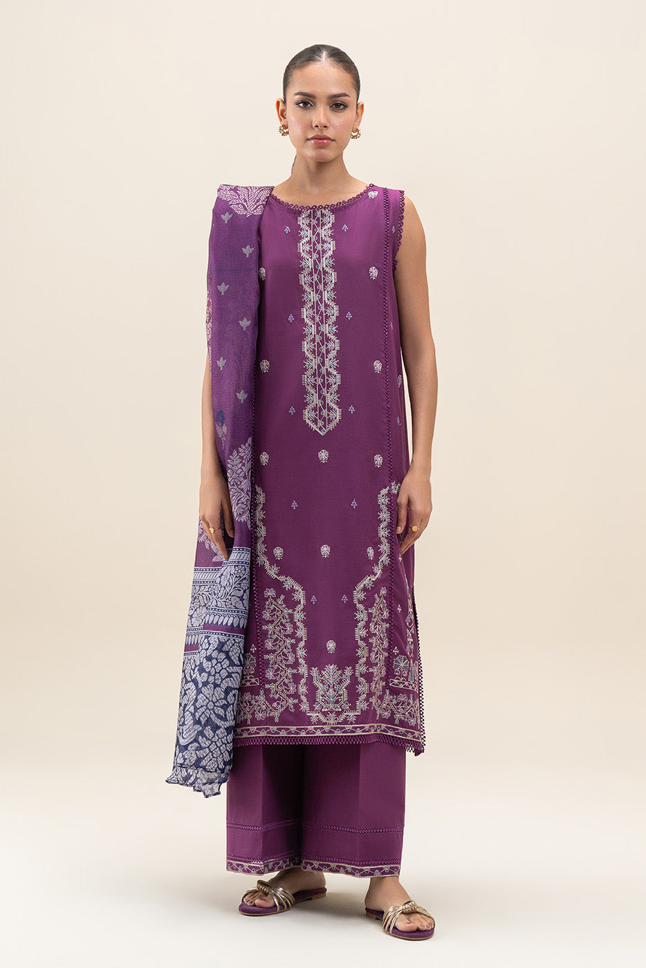 3 PIECE EMBROIDERED LAWN SUIT-SANGRIA DUSK (UNSTITCHED)