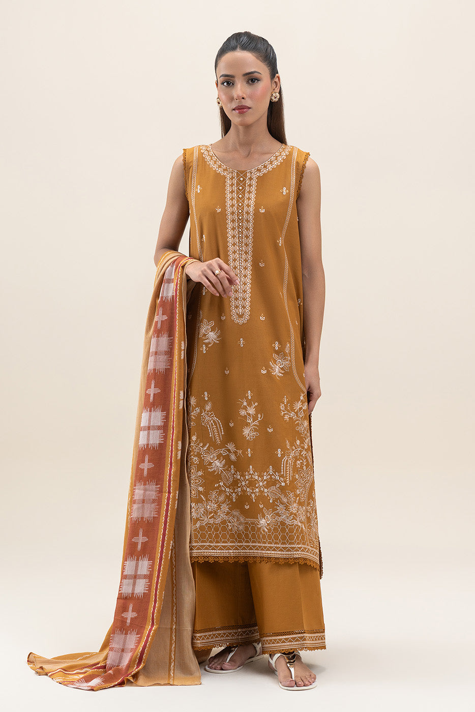 3 PIECE EMBROIDERED LAWN SUIT-SUNSET HUES (UNSTITCHED)