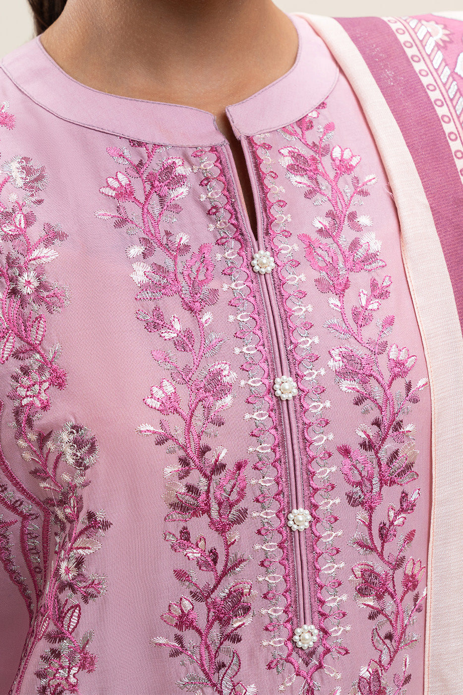 3 PIECE EMBROIDERED LAWN SUIT-PINK ALLURE (UNSTITCHED)