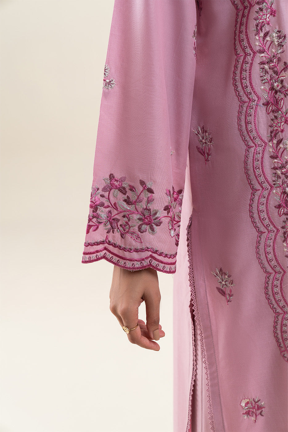 3 PIECE EMBROIDERED LAWN SUIT-PINK ALLURE (UNSTITCHED)