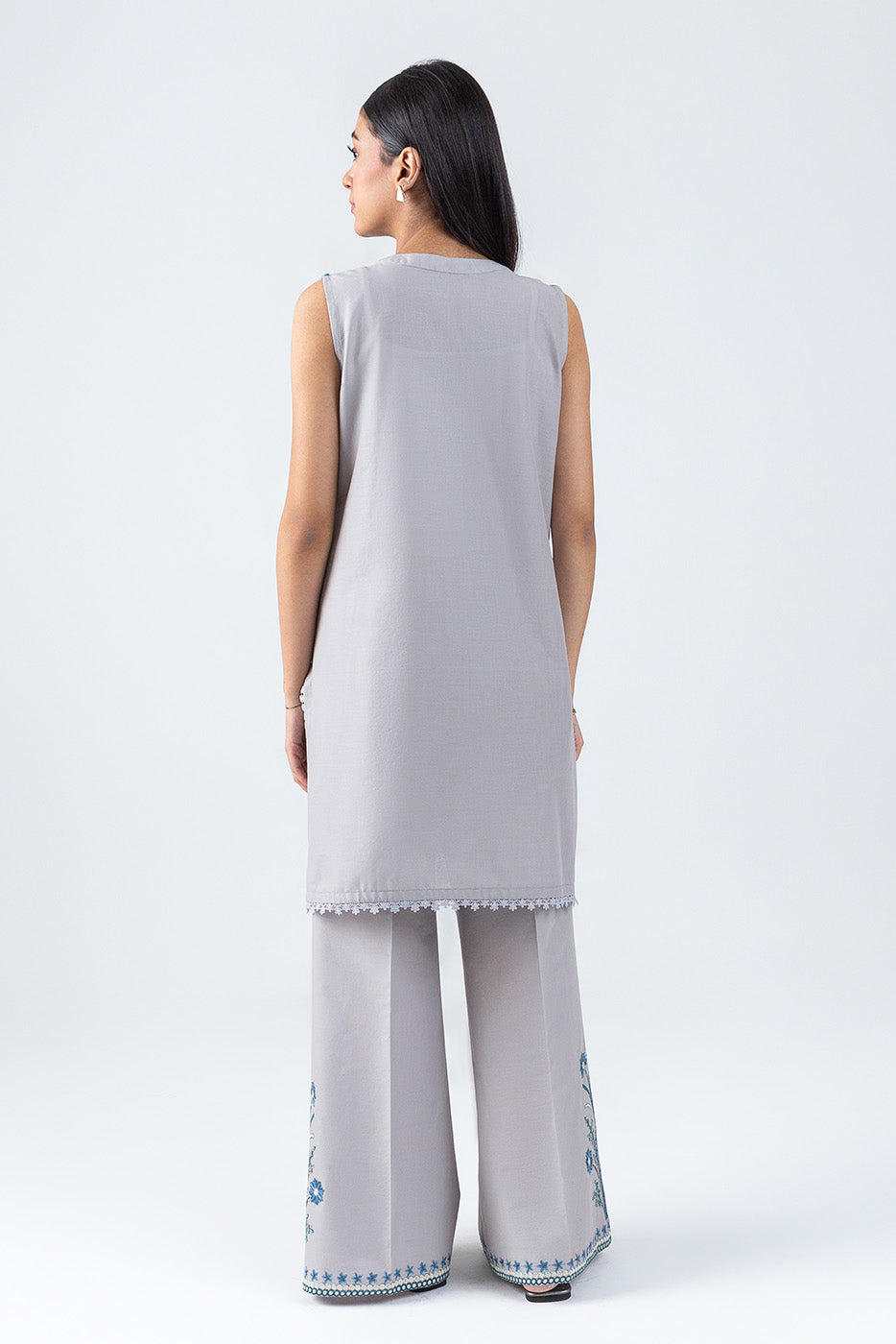 2 PIECE EMBROIDERED LAWN SUIT-GRAPHITE BLUE (UNSTITCHED)