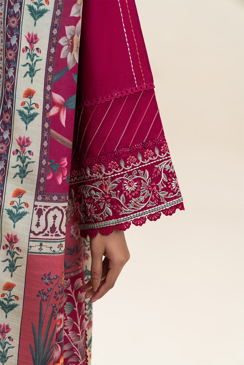 3 PIECE EMBROIDERED LAWN SUIT-MAGENTA BERRY (UNSTITCHED)