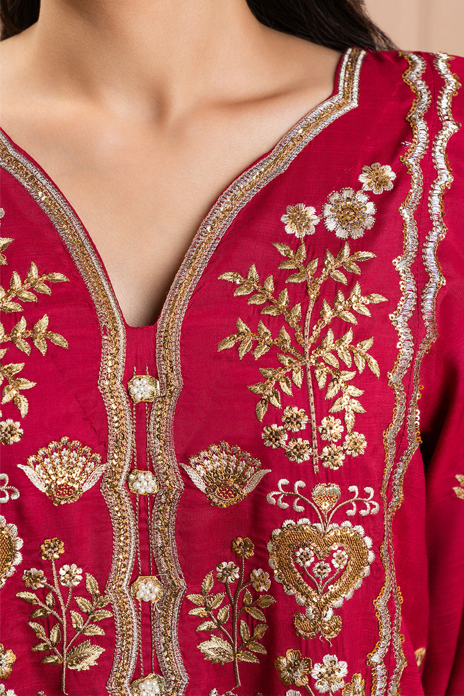 2 PIECE EMBROIDERED RAW SILK SUIT (LUXURY PRET)