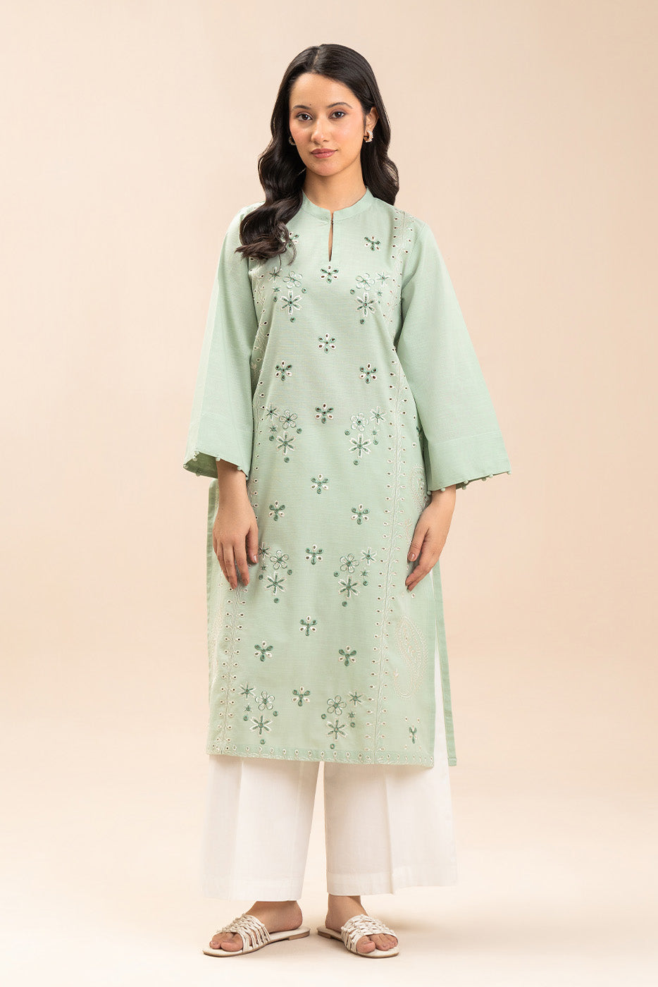 EMBROIDERED SLUB SHIRT (PRET)