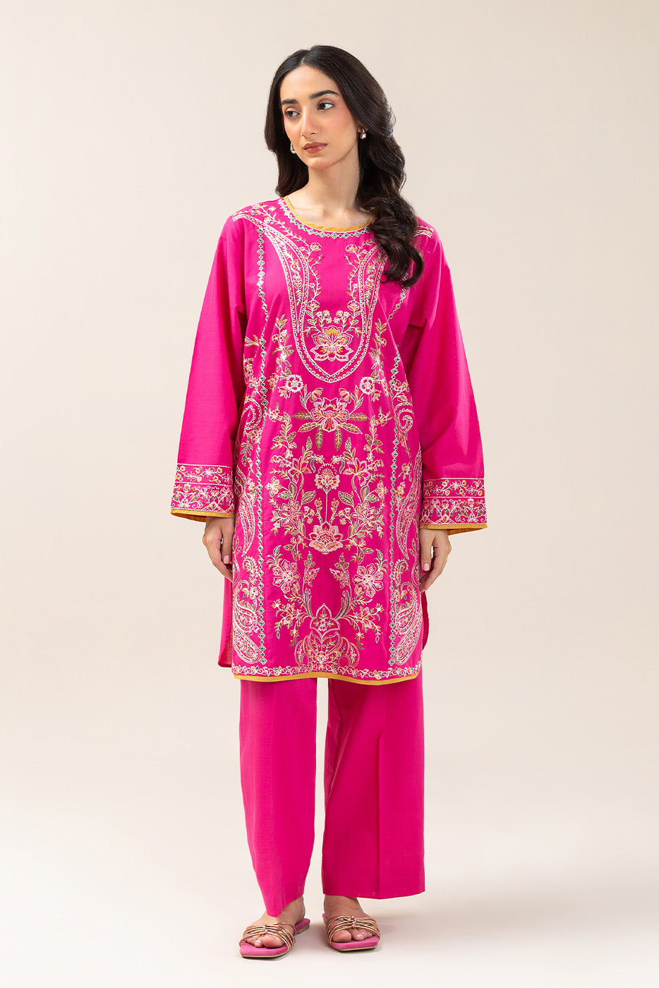 2 PIECE EMBROIDERED TWO WAY SLUB SUIT (PRET)
