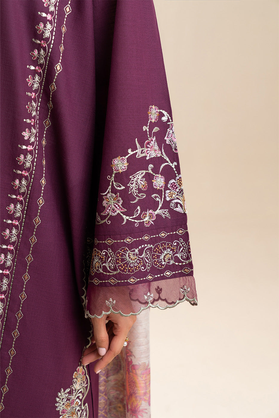 3 PIECE EMBROIDERED TWO WAY SLUB SUIT (PRET)