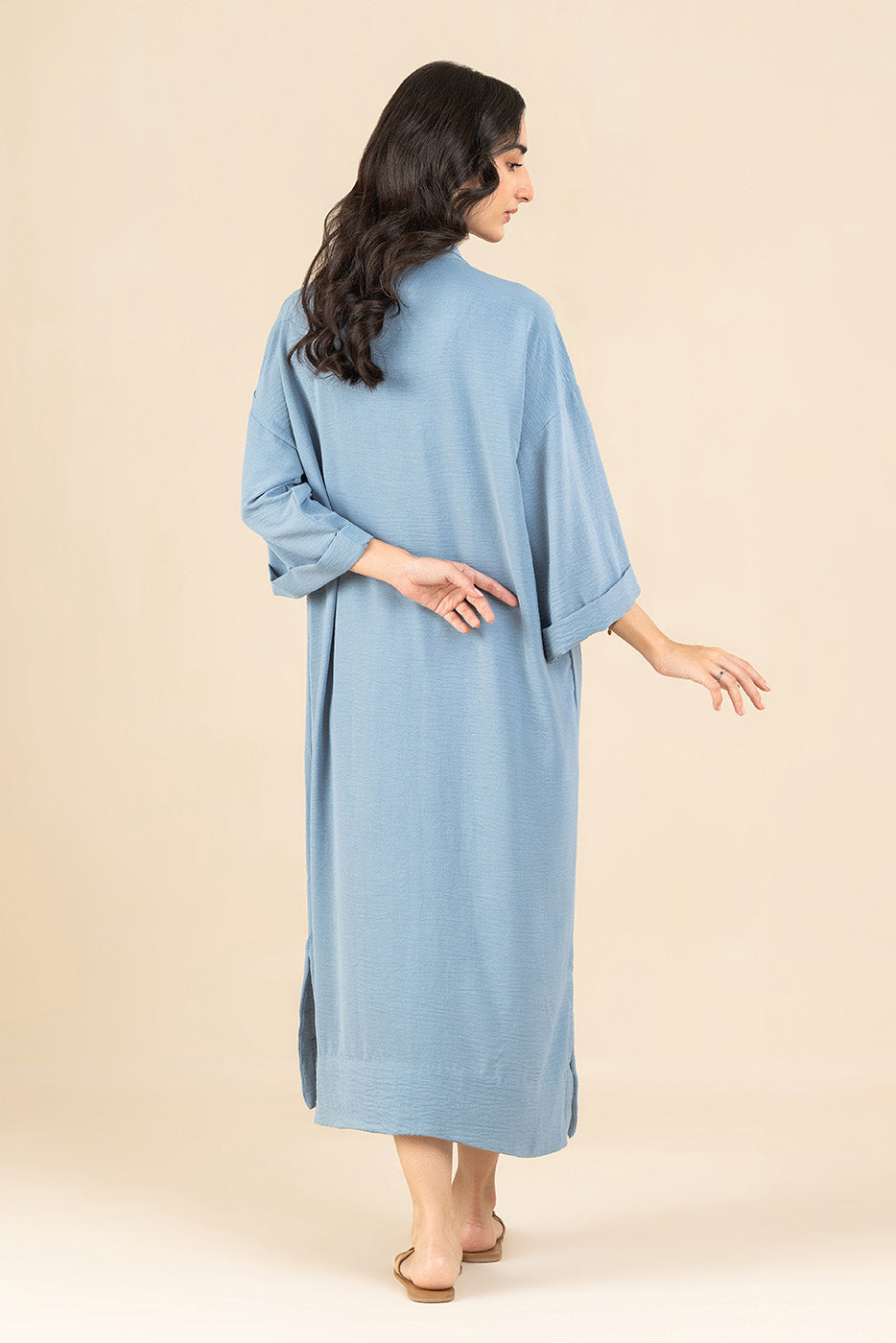 SOLID POLY CREPE DRESS (FLOW)