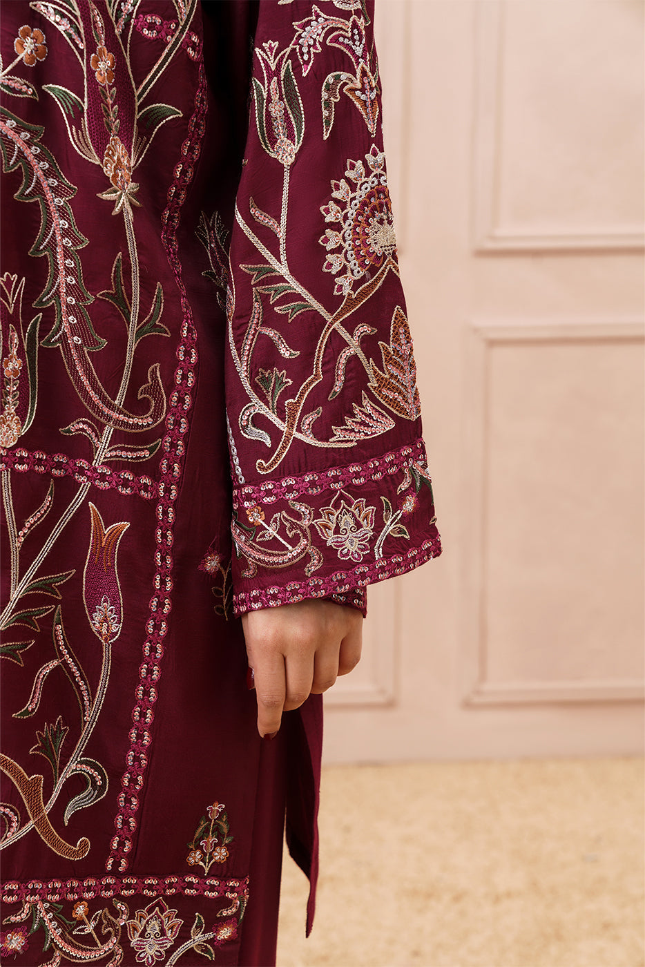 2 PIECE EMBROIDERED RAW SILK SUIT (LUXURY PRET)