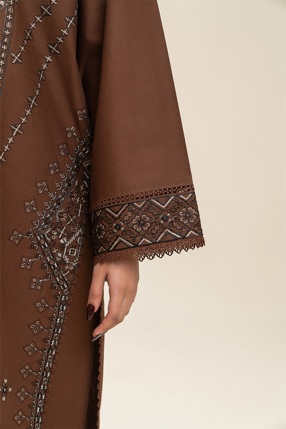 3 PIECE EMBROIDERED LAWN SUIT-MAHOGANY TRIBE (UNSTITCHED)