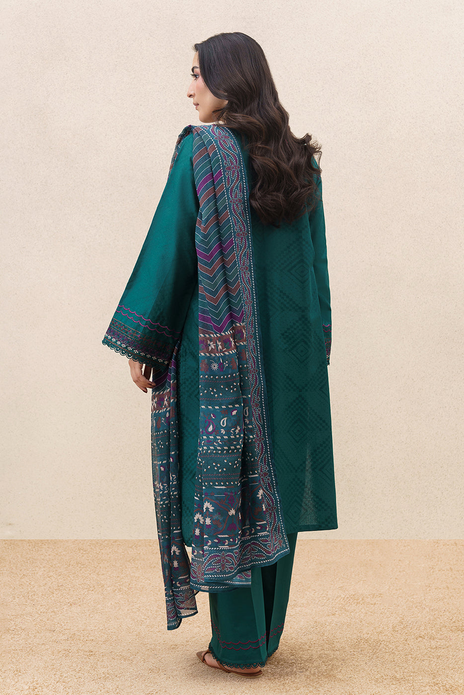 3 PIECE EMBROIDERED SELF JACQUARD SUIT-AURA GLEAM (UNSTITCHED)