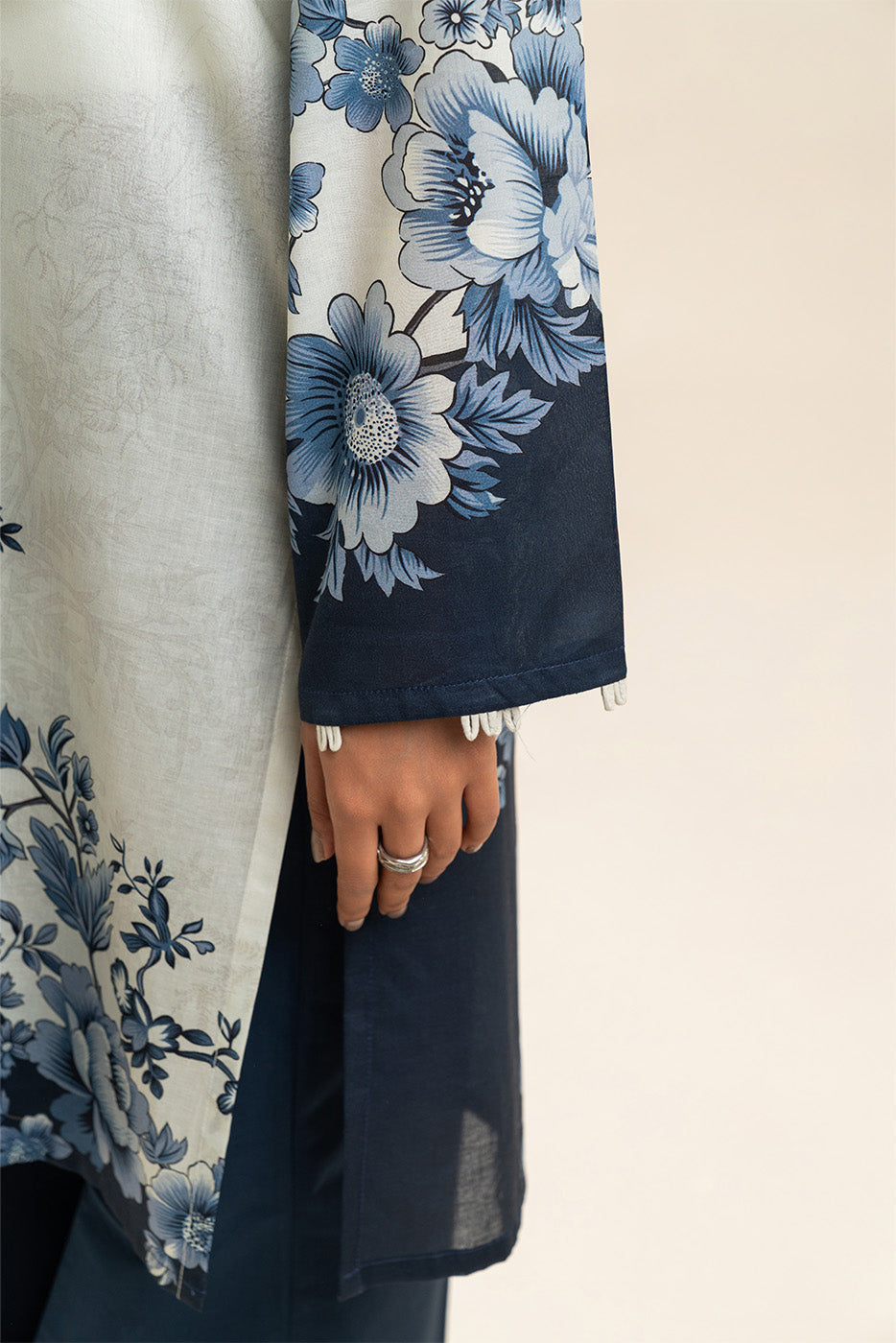 3 PIECE PRINTED LAWN SUIT-AZURE FLINT (UNSTITCHED)