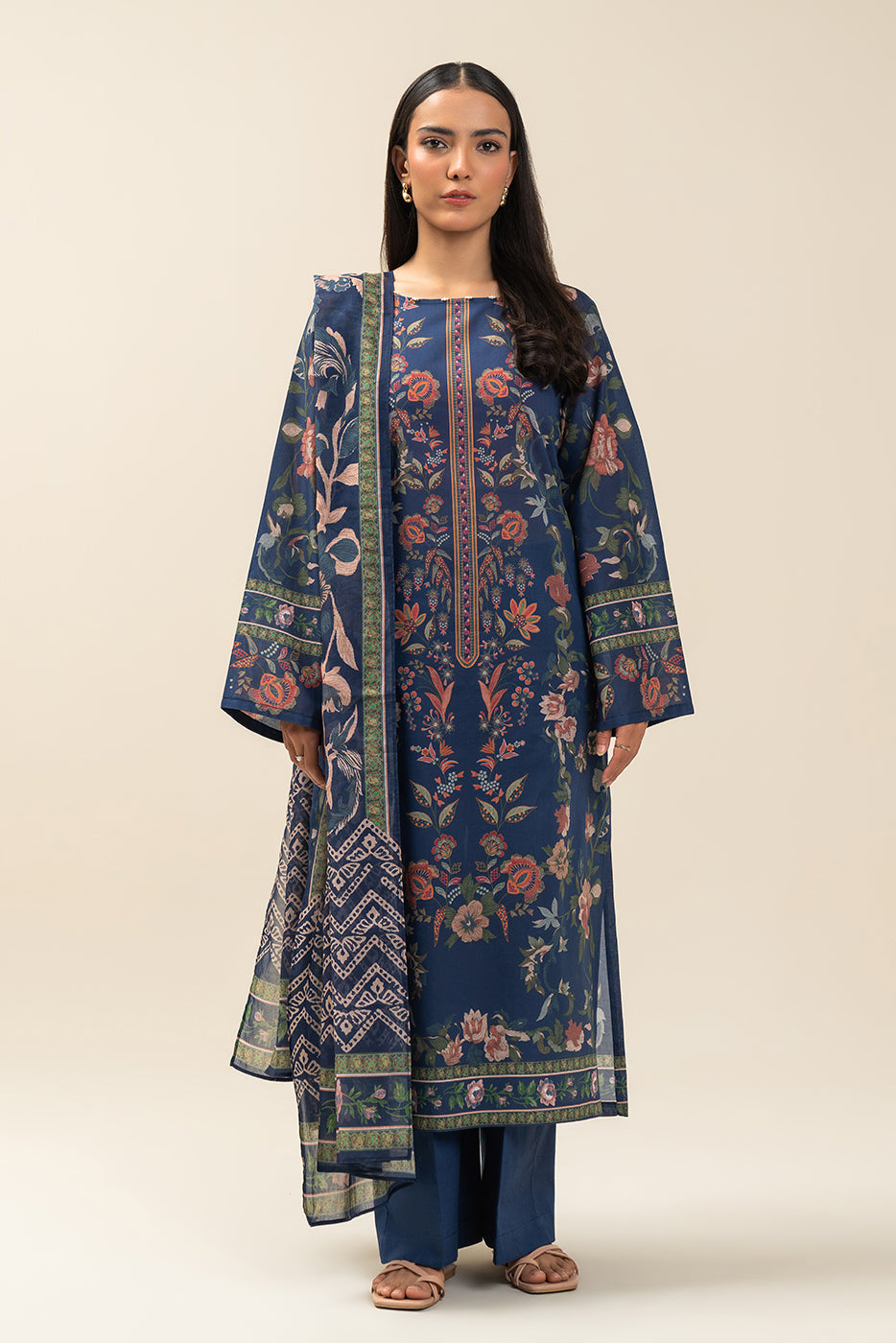 3 PIECE PRINTED LAWN SUIT-NIGHT EDEN (UNSTITCHED)
