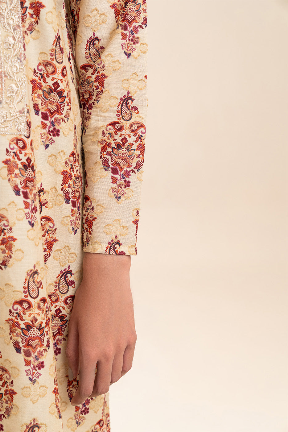 3 PIECE EMBROIDERED REVERSE JACQUARD SUIT-REGAL UMBER (UNSTITCHED)