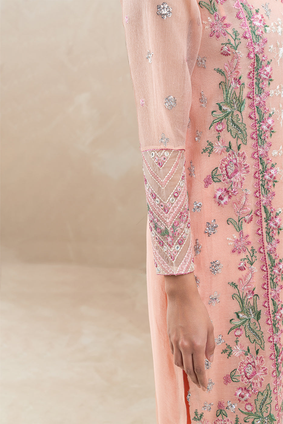 2 PIECE EMBROIDERED COTTON NET SUIT (LUXURY-PRET)