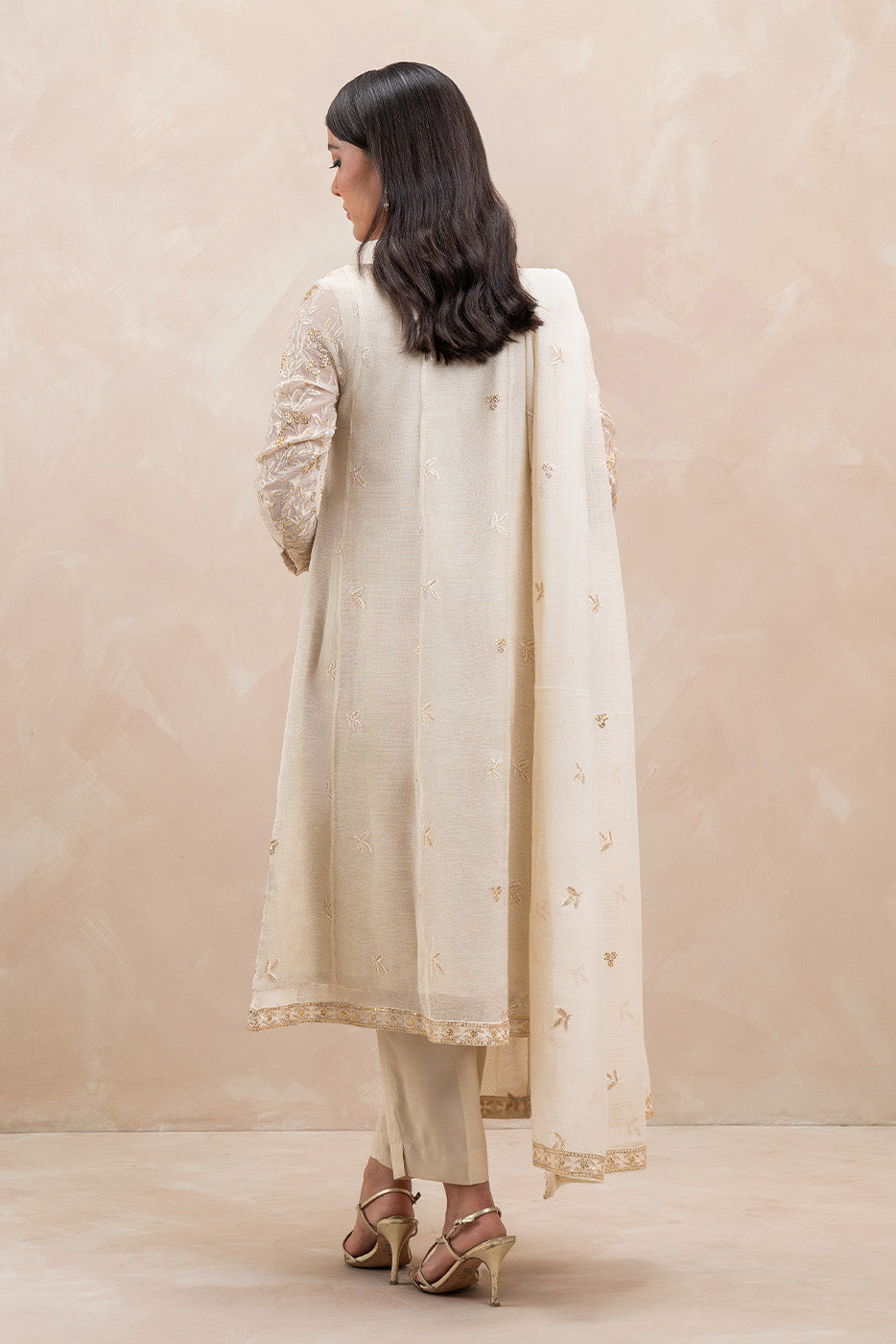 3 PIECE EMBROIDERED COTTON NET SUIT (LUXURY-PRET)