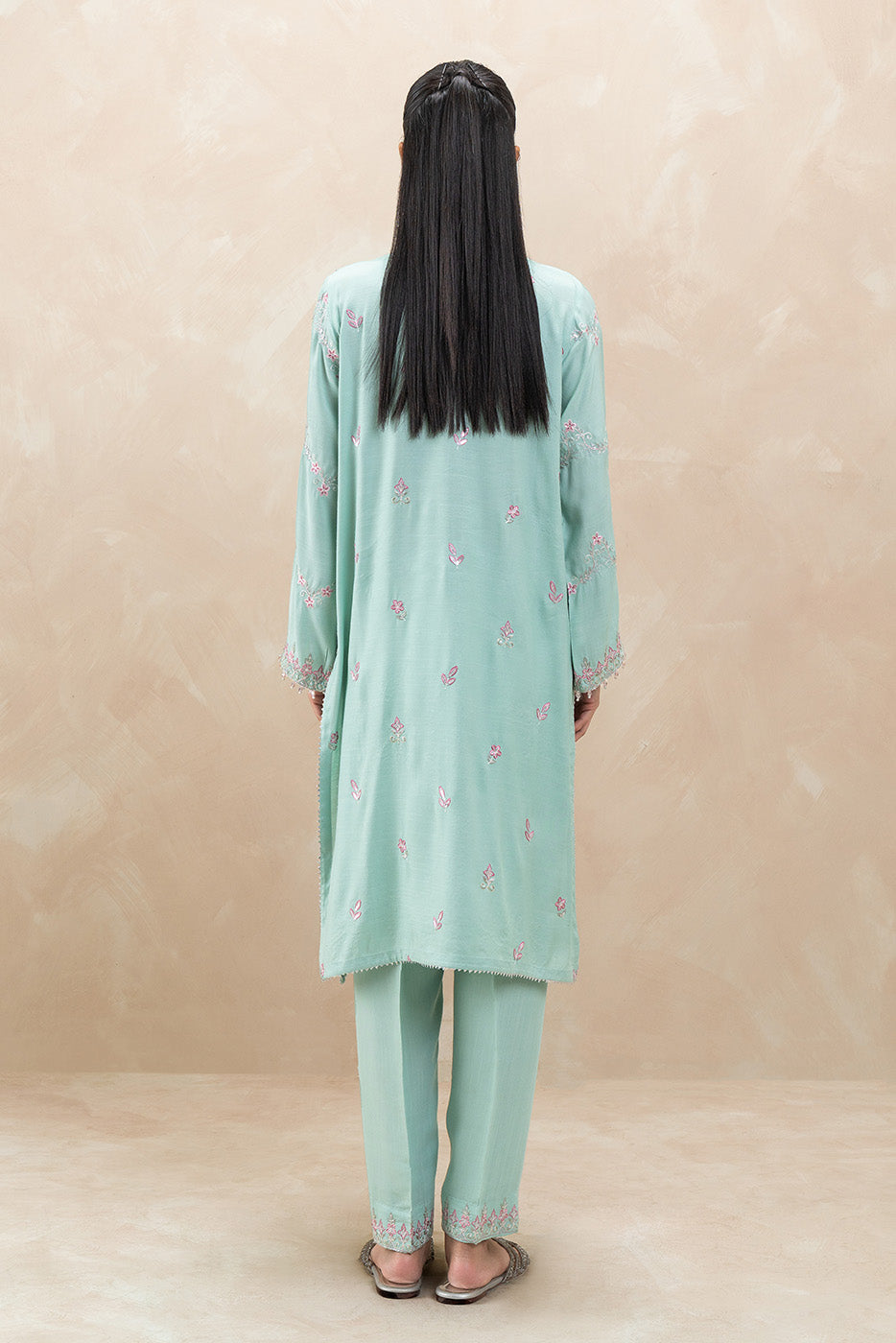 2 PIECE EMBROIDERED RAW SILK SUIT (LUXURY-PRET)