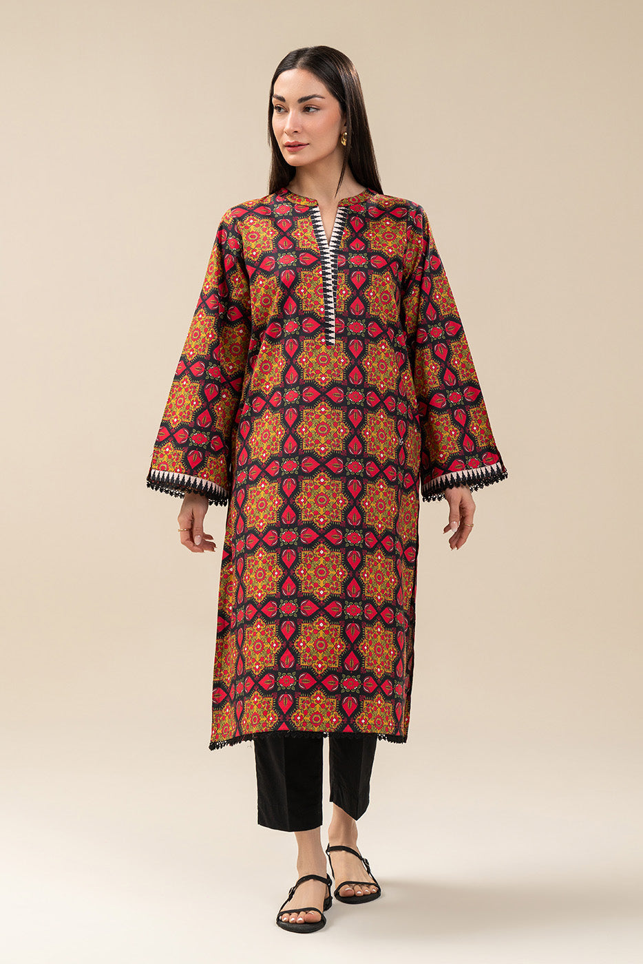 PRINTED COTTON VISCOSE SHIRT (PRET)