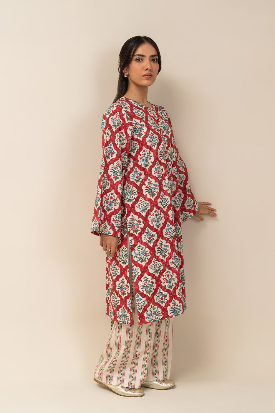 2 PIECE PRINTED CAMBRIC SUIT (PRET)