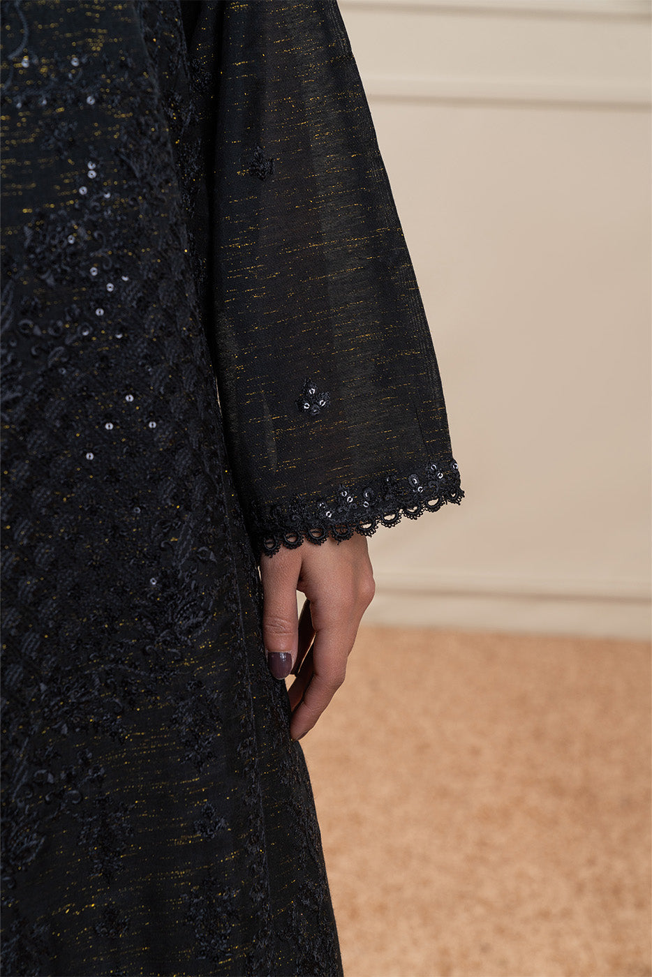 3 PIECE EMBROIDERED ZARI PAPER COTTON SUIT (PRET)