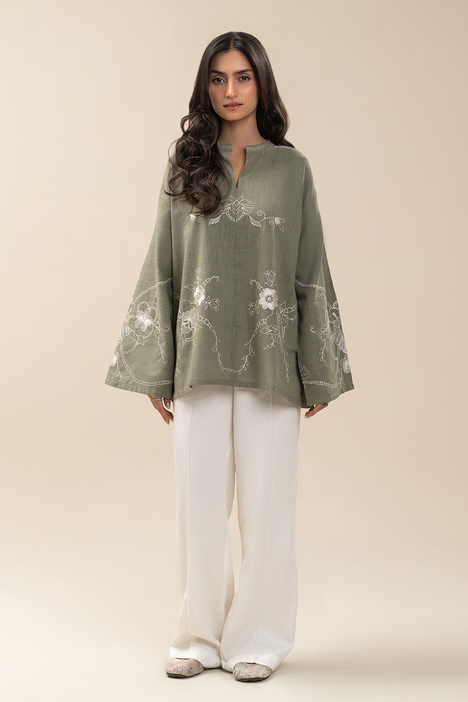 EMBROIDERED TWO WAY SLUB TOP (PRET)