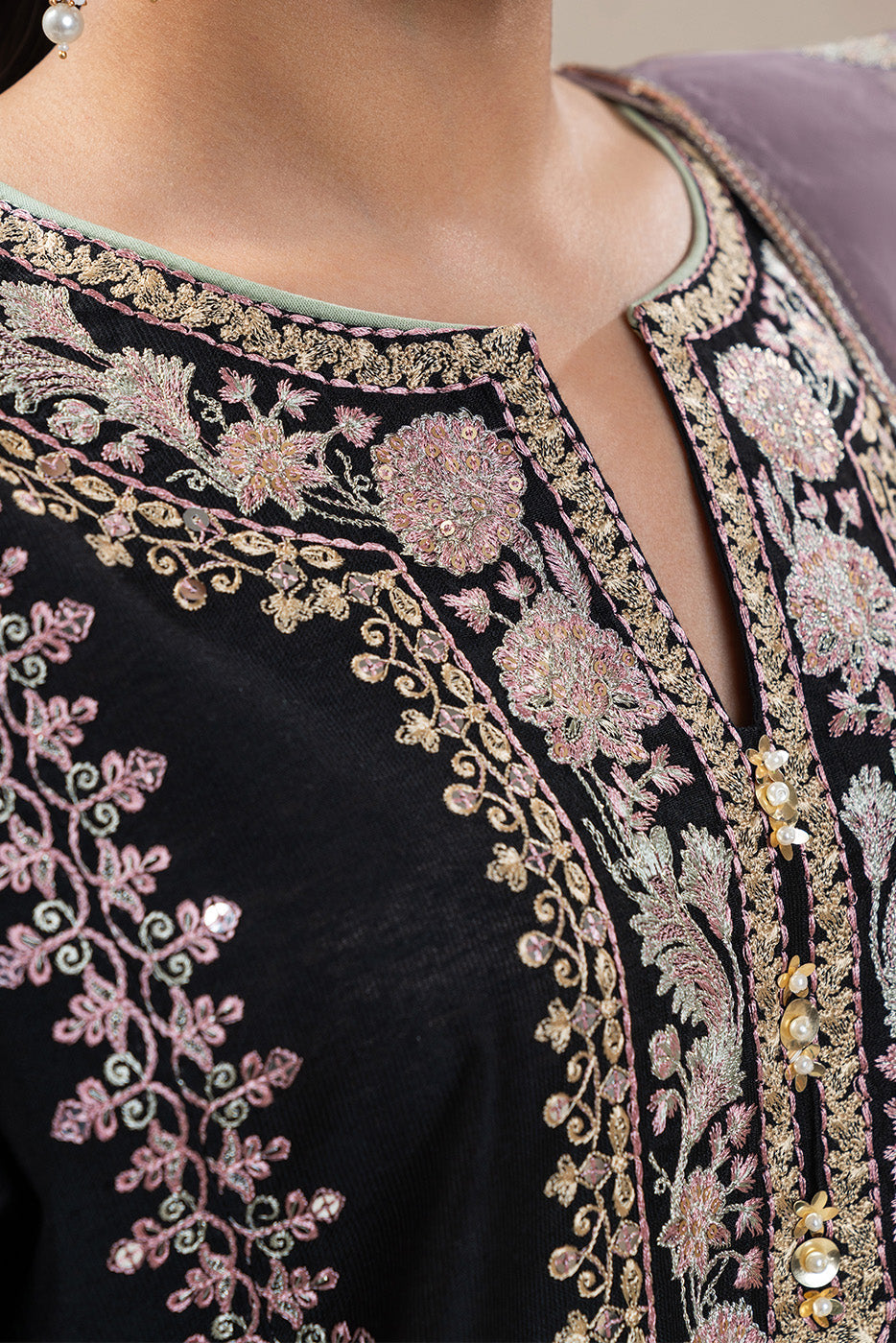2 PIECE EMBROIDERED TWO TONE SUIT (LUXURY-PRET)