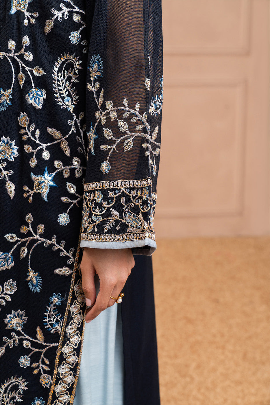 2 PIECE EMBROIDERED COTTON NET SUIT (LUXURY PRET)