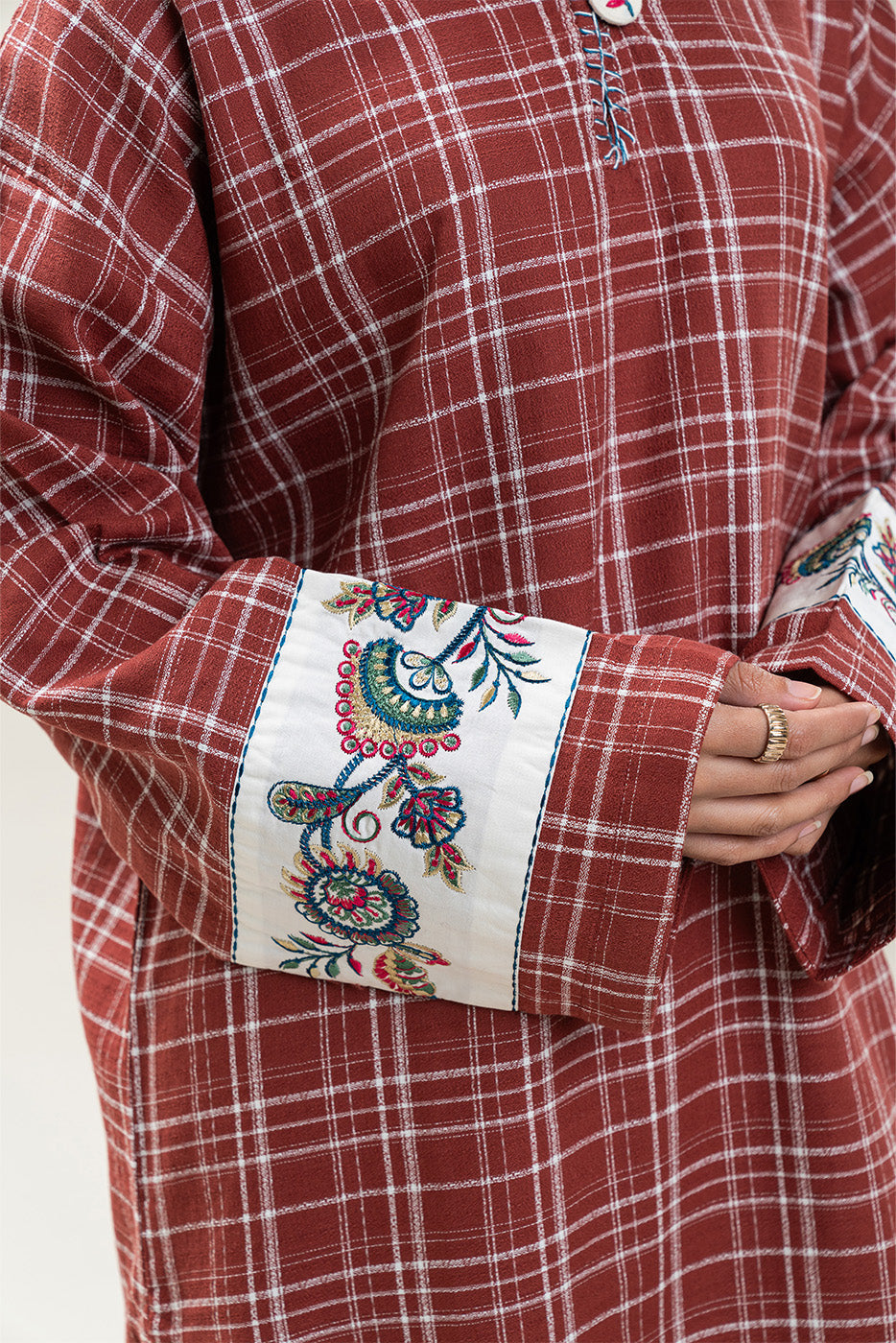 EMBROIDERED DOBBY SHIRT (PRET)