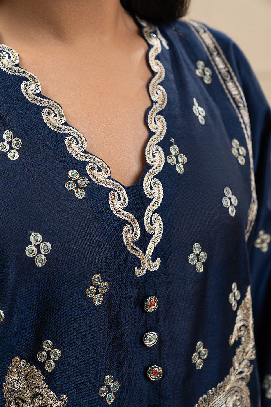 3 PIECE EMBROIDERED BROCHIA SUIT (PRET)