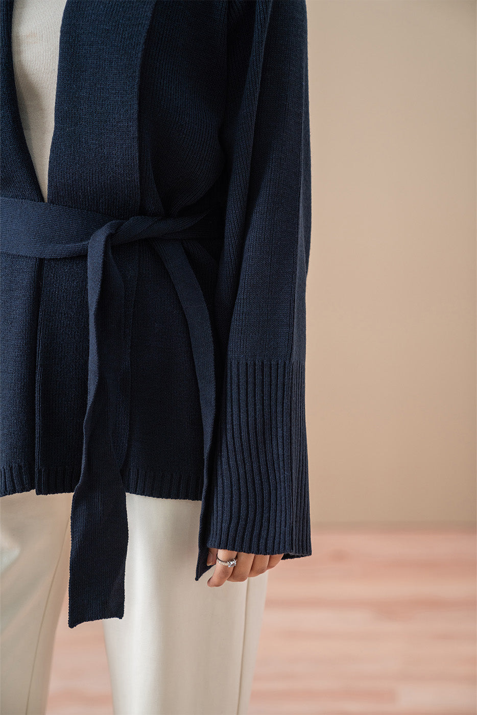 SHAWL COLLAR BELT SHRUG