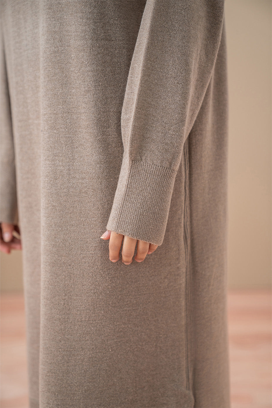 TURTLE NECK SIDE SLIT DRESS