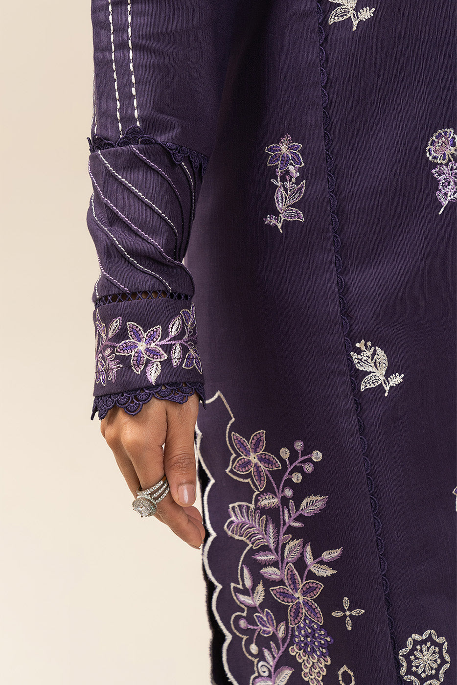 3 PIECE EMBROIDERED SLUB KHADDAR SUIT-MOONSCAPE NIGHT (UNSTITCHED)