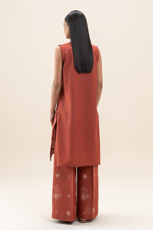 2 PIECE EMBROIDERED SLUB KHADDAR SUIT-RUSTIC MUSK