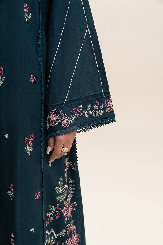 3 PIECE EMBROIDERED SLUB KHADDAR SUIT-VIVID BLUE