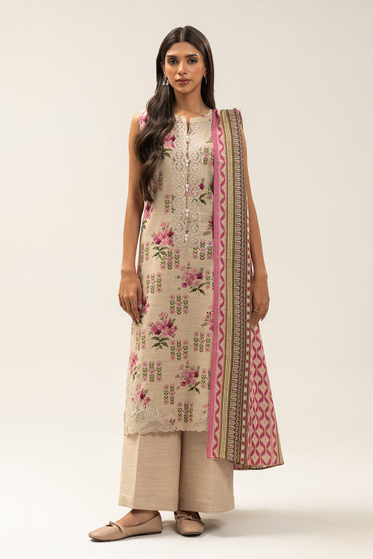 3 PIECE EMBROIDERED SLUB KHADDAR SUIT-LEGO GARDEN (UNSTITCHED)