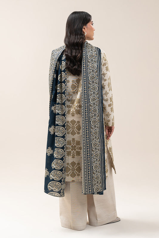 3 PIECE EMBROIDERED SLUB KHADDAR SUIT-IVORY DREAM (UNSTITCHED)