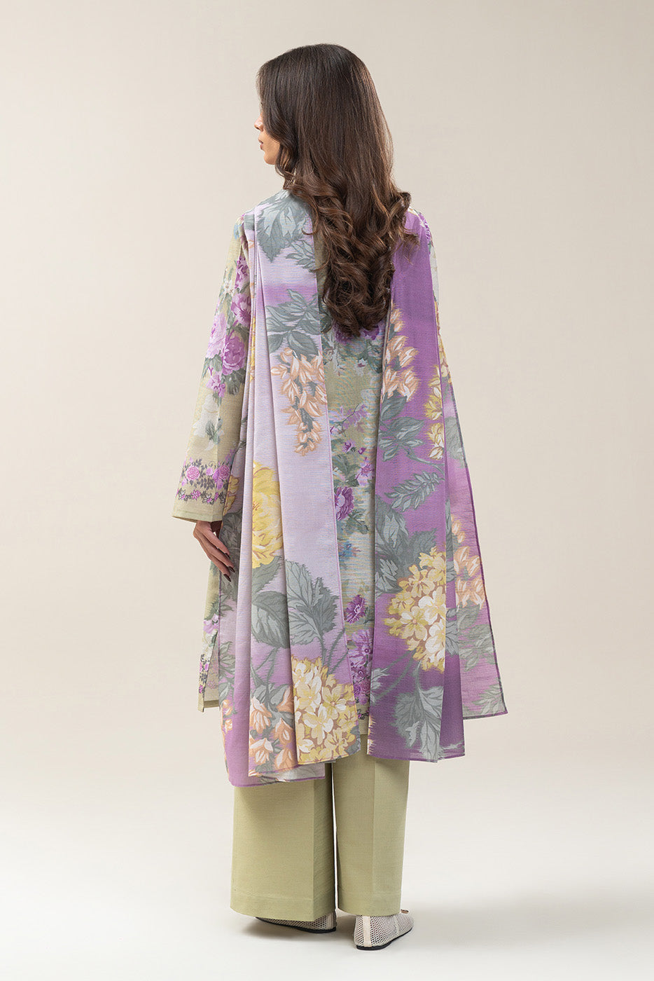 3 PIECE PRINTED SLUB KHADDAR SUIT-LAVENDER BLOOM (UNSTITCHED)