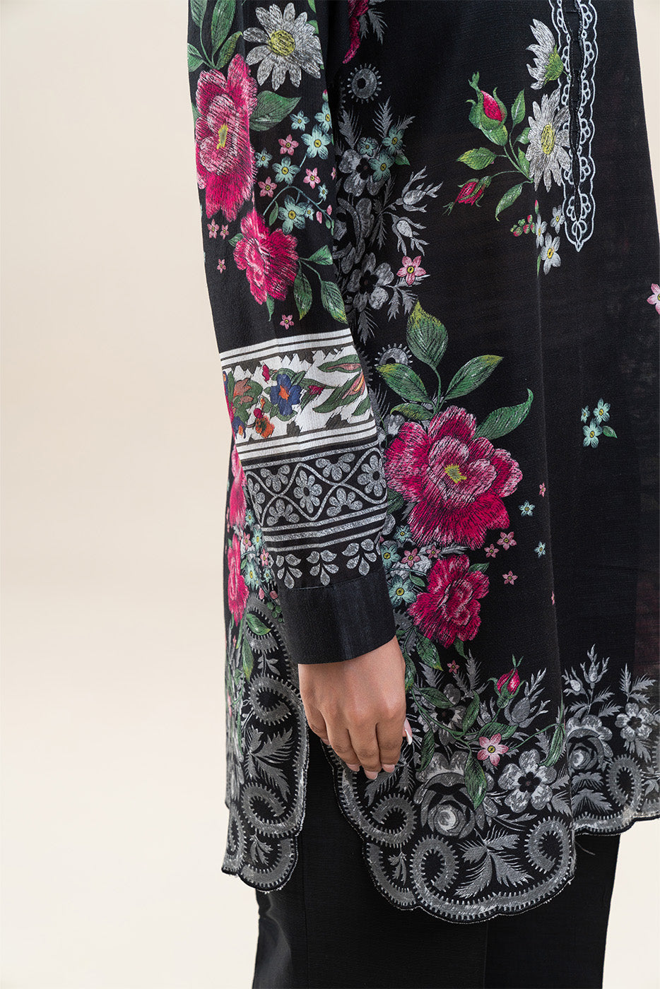 3 PIECE PRINTED SLUB KHADDAR SUIT-MYSTIC GLOOM