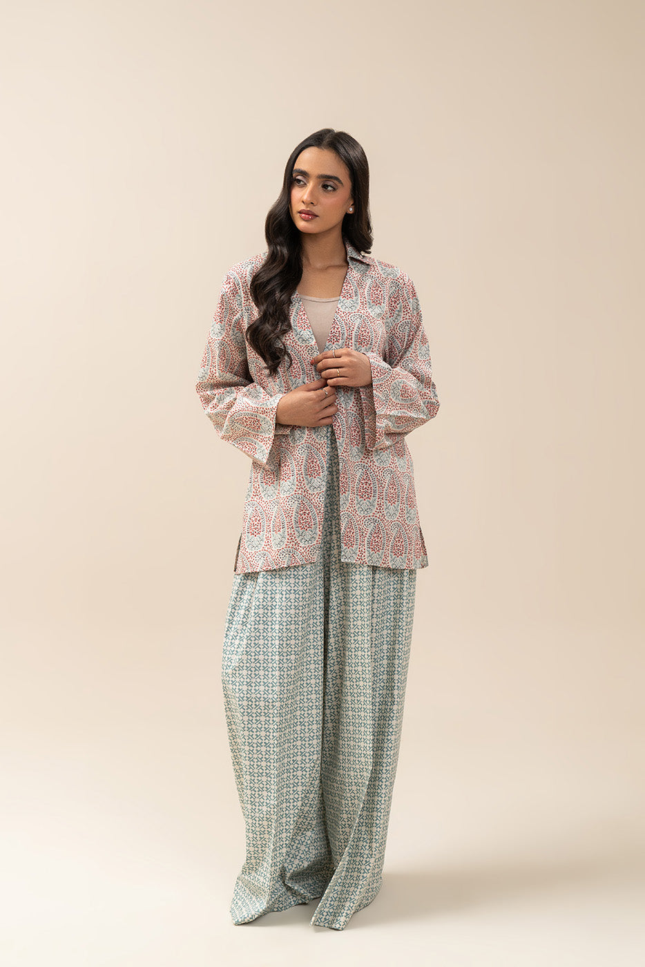 2 PIECE PRINTED CAMBRIC SUIT-PASTEL GLITCH (UNSTITCHED)