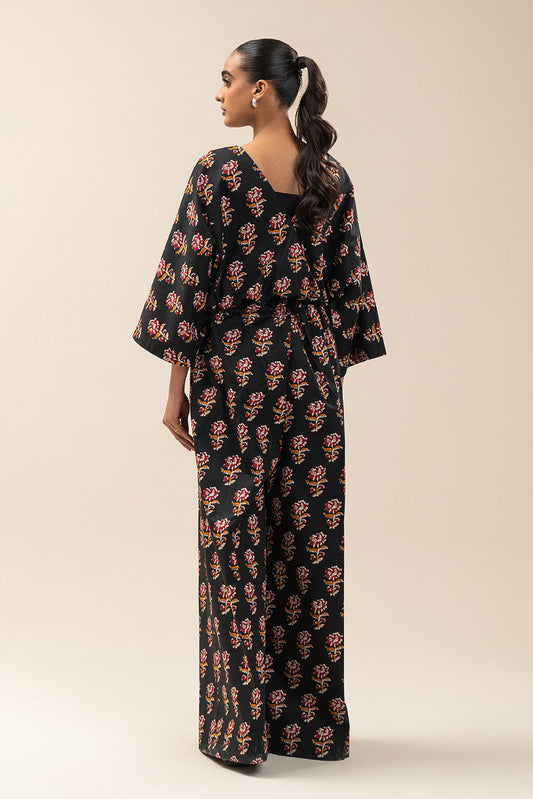 2 PIECE PRINTED CAMBRIC SUIT-PITCH BLACK (UNSTITCHED)